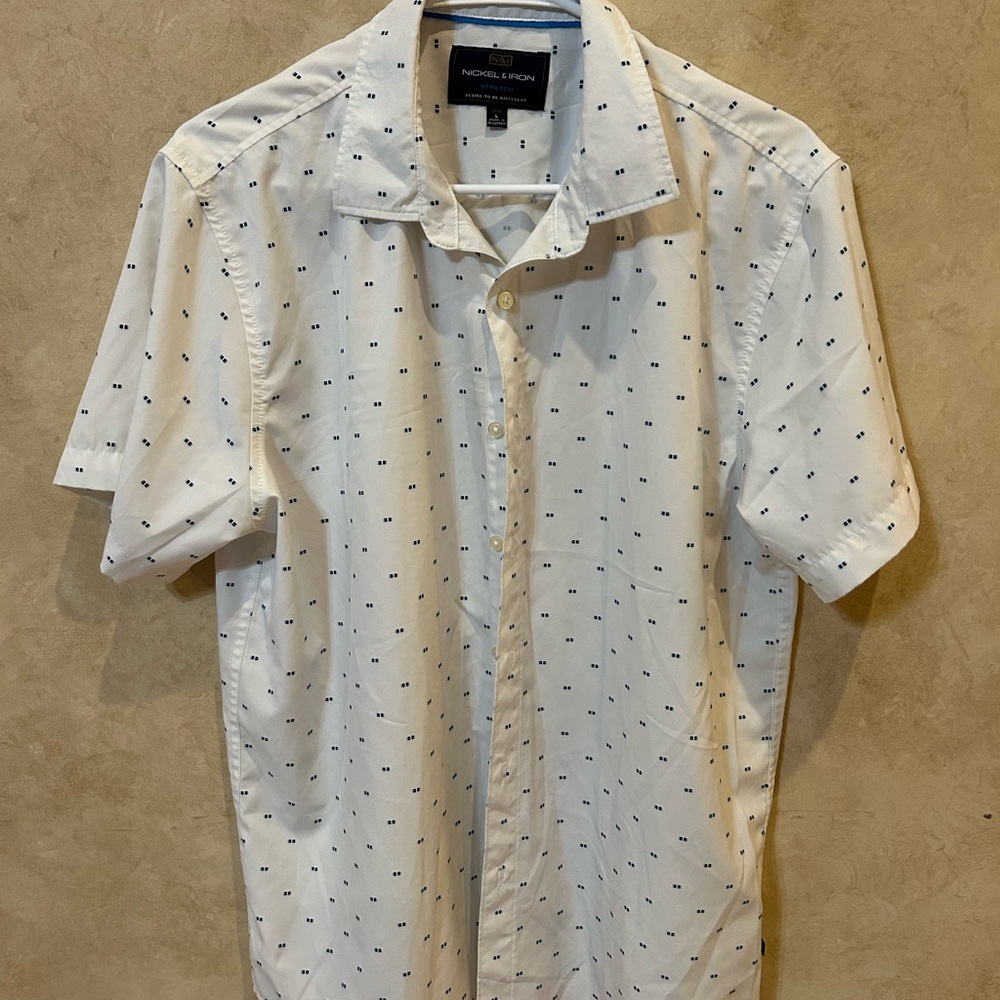 Nickel and Iron White Short Sleeve Men's Shirt large